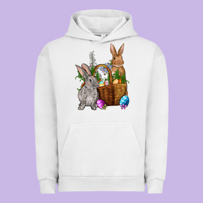 Bunnys Carrots Eggs With Basket Easter Urban Hoodie Designed By Oliviacreatesart