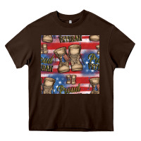Chocolate Brown proud veteran seamless pattern Heavy Core Tee - HRA Design Shop