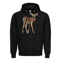 Black white tailed fawn deer Zipper Hoodie - LillyAllenDesigns
