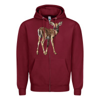 Burgundy white tailed fawn deer Zipper Hoodie - LillyAllenDesigns