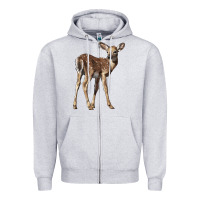 Heather Grey white tailed fawn deer Zipper Hoodie - LillyAllenDesigns