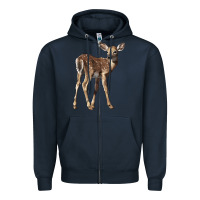 Navy white tailed fawn deer Zipper Hoodie - LillyAllenDesigns