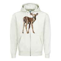 Oatmeal Heather white tailed fawn deer Zipper Hoodie - LillyAllenDesigns