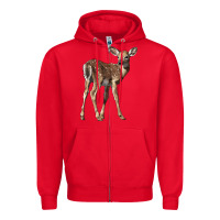 Red white tailed fawn deer Zipper Hoodie - LillyAllenDesigns