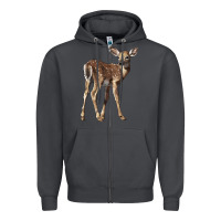 Smoke white tailed fawn deer Zipper Hoodie - LillyAllenDesigns