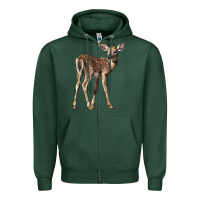 Sports Green white tailed fawn deer Zipper Hoodie - LillyAllenDesigns