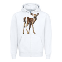 White white tailed fawn deer Zipper Hoodie - LillyAllenDesigns