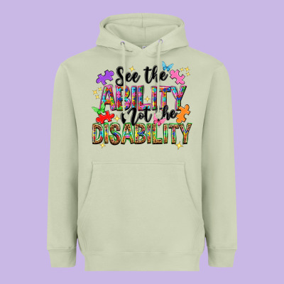 See The Ability Not The Disability Heavyweight Hoodie Designed By Nancycooperartshop