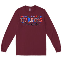 Burgundy 4th of july nursing administrator Long Sleeve Tee - NancyCooperArtShop