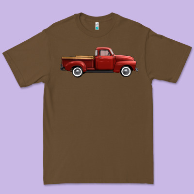 Western Red Truck Right Side View Premium Tee Designed By Fadigitalartstudio