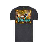 Vintage Black Western Teacher Pencil With Sunflowers Vintage Tee - LillyAllenDesigns