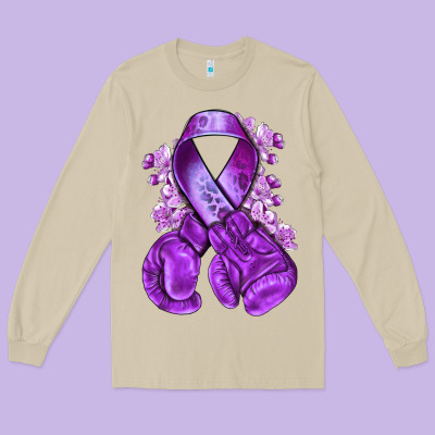 Domestic Violence Warrior Purple Ribbon Long Sleeve Tee Designed By Nancycooperartshop