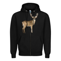 Black white tailed buck deer Zipper Hoodie - LillyAllenDesigns