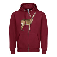 Burgundy white tailed buck deer Zipper Hoodie - LillyAllenDesigns