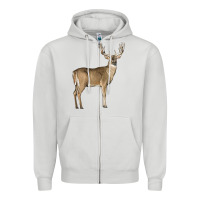 Dove Grey white tailed buck deer Zipper Hoodie - LillyAllenDesigns