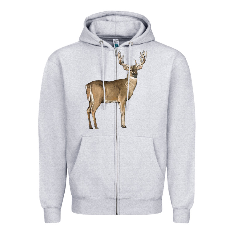 White Tailed Buck Deer Zipper Hoodie by LillyAllenDesigns | Teevron