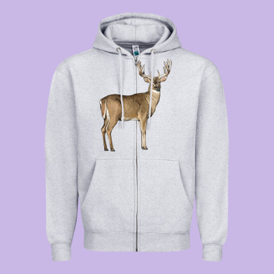 White Tailed Buck Deer Zipper Hoodie Designed By Lillyallendesigns