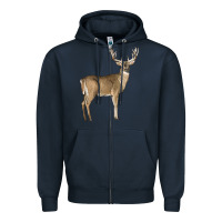 Navy white tailed buck deer Zipper Hoodie - LillyAllenDesigns