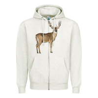 Oatmeal Heather white tailed buck deer Zipper Hoodie - LillyAllenDesigns