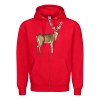 Red white tailed buck deer Zipper Hoodie - LillyAllenDesigns