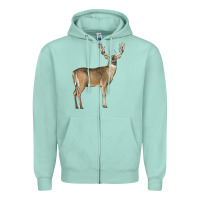 Seafoam white tailed buck deer Zipper Hoodie - LillyAllenDesigns
