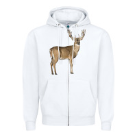 White white tailed buck deer Zipper Hoodie - LillyAllenDesigns
