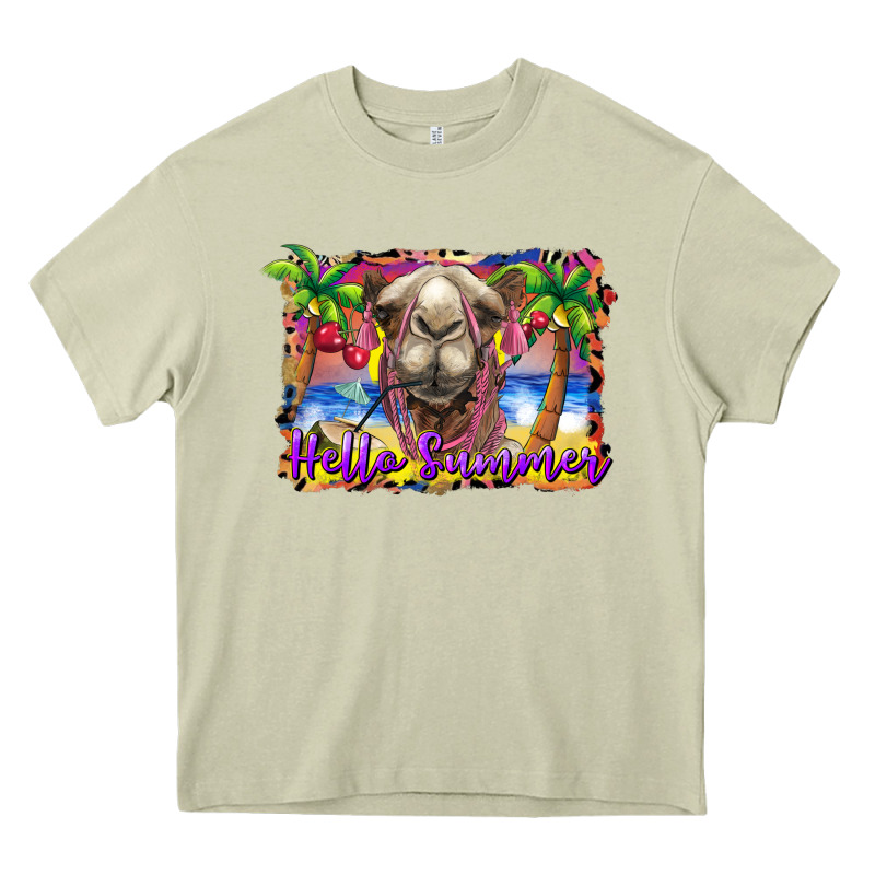 Hello Summer Camel At The Beach Heavy Core Tee by BarkalooDesign | Teevron
