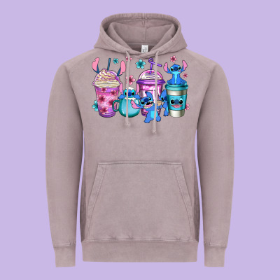 Stitch Coffee Vintage Hoodie Designed By Jasminsmagicworld