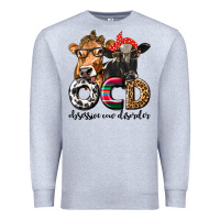 Heather Grey OCD Obsessive Cow Disorder Premium Sweatshirt - texasbilliewilder