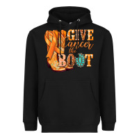Black Give Cancer the boot Kidney Cancer orange ribbon Heavyweight Hoodie - NancyCooperArtShop