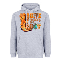 Heather Grey Give Cancer the boot Kidney Cancer orange ribbon Heavyweight Hoodie - NancyCooperArtShop