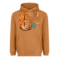 Meerkat Give Cancer the boot Kidney Cancer orange ribbon Heavyweight Hoodie - NancyCooperArtShop