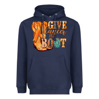 Navy Give Cancer the boot Kidney Cancer orange ribbon Heavyweight Hoodie - NancyCooperArtShop