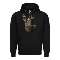 Black white tailed buck deer head Zipper Hoodie - LillyAllenDesigns