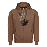 Chestnut white tailed buck deer head Zipper Hoodie - LillyAllenDesigns