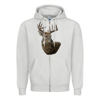 Dove Grey white tailed buck deer head Zipper Hoodie - LillyAllenDesigns