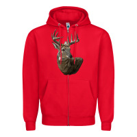 Red white tailed buck deer head Zipper Hoodie - LillyAllenDesigns