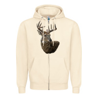 Sandshell white tailed buck deer head Zipper Hoodie - LillyAllenDesigns