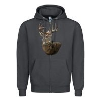 Smoke white tailed buck deer head Zipper Hoodie - LillyAllenDesigns