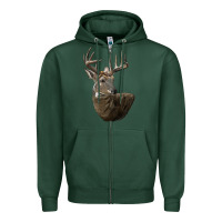 Sports Green white tailed buck deer head Zipper Hoodie - LillyAllenDesigns