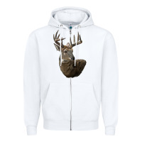White white tailed buck deer head Zipper Hoodie - LillyAllenDesigns
