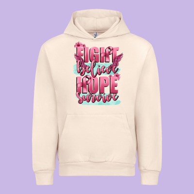 Fight Believe Hope Survive Cancer Awareness Urban Hoodie Designed By Fadigitalartstudio