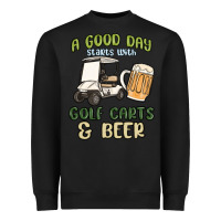 Black a god day starts with golf carts and beer Heavyweight Sweatshirt - MaliasSmallBusiness