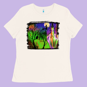 Halloween Background Ladies Tee Designed By Jahusdesignshop