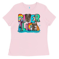 Bubblegum Pink river life kayaking Ladies Tee - Zillion Design Studio