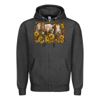 Simmental Bull And Heifer With Sunflowers Zipper Hoodie | Teevron