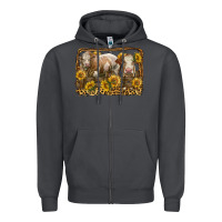 Smoke simmental bull and heifer with sunflowers Zipper Hoodie - LillyAllenDesigns