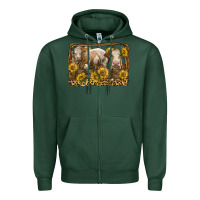 Sports Green simmental bull and heifer with sunflowers Zipper Hoodie - LillyAllenDesigns