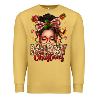 Antique Gold merry christmas messy bun Premium Sweatshirt - texasbilliewilder