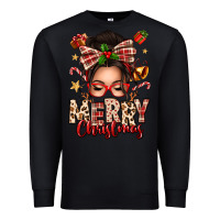 Black merry christmas messy bun Premium Sweatshirt - texasbilliewilder